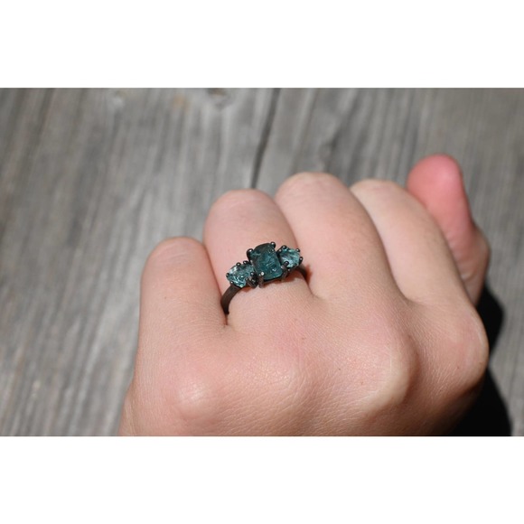 Aquamarine Ring, Raw Aquamarine Ring, raw crystal ring, rings for… - Picture 6 of 7